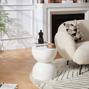 Beistelltisch für den Innen- und Außenbereich aus Magnesit Weiß 40x45x40cm Naturstein Weiß Nordlys Möbel Wohnzimmermöbel Beistelltische