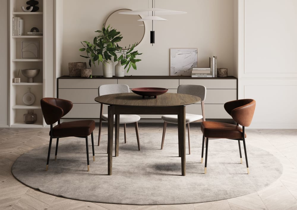 wohnli-moebel-suche-M25068961-1 Ausziehtisch Dunkle Eiche-Optik 90–210x90 cm 90x77x90cm Spanplatte Braun Selsey Möbel Esszimmermöbel Esstische