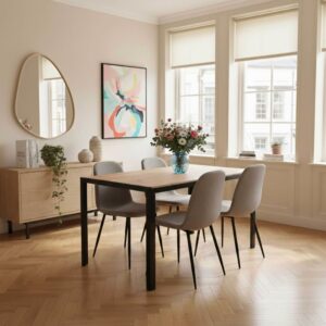 wohnli-moebel-suche-M25068972-1 Rechteckiger Esstisch aus schwarzem MDF 140x76x80cm Holz Schwarz Oviala Möbel Esszimmermöbel Esstische