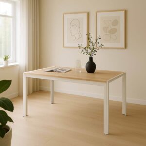 Rechteckiger Esstisch aus weißem MDF 140x76x80cm Holz Weiß Oviala Möbel Esszimmermöbel Esstische