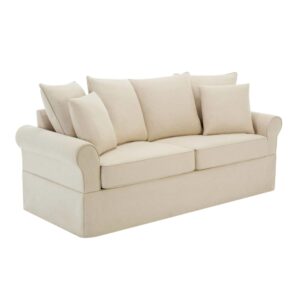 Wohnli Möbelsuche - Gerades 3-Sitzer-Sofa aus ecrufarbenem Polyester