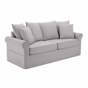 Wohnli Möbelsuche - Gerades 3-Sitzer-Sofa aus hellgrauem Polyester