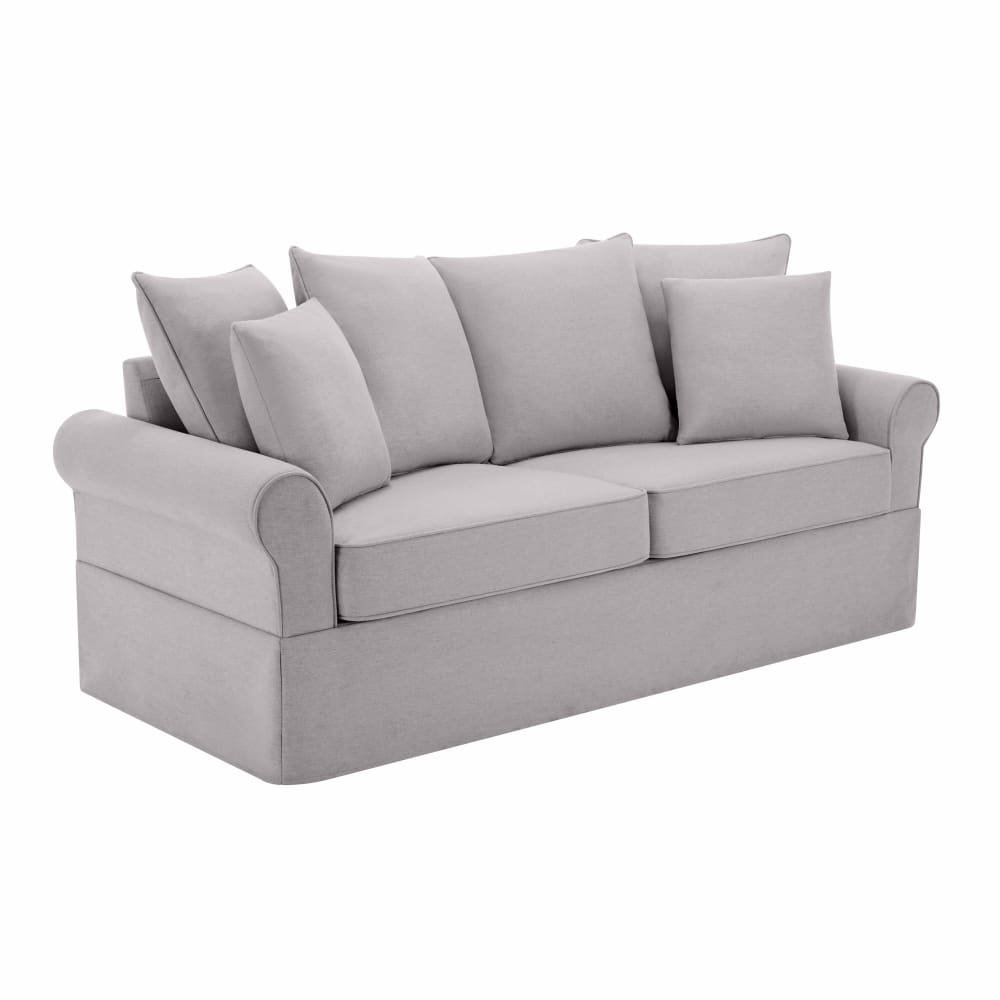 wohnli-moebel-suche-M25069100 Wohnli Möbelsuche - Gerades 3-Sitzer-Sofa aus hellgrauem Polyester