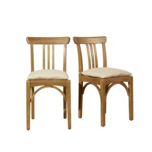 wohnli-moebel-suche-M25069201 Wohnli Möbelsuche - Set aus 2 Bistrostühlen aus Eiche und Leinenkissen Beige