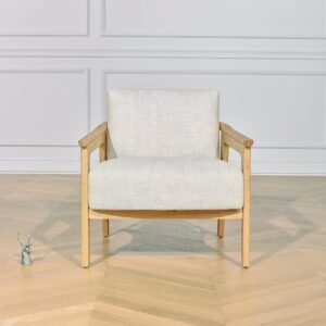 wohnli-moebel-suche-M25069241-1 Sessel aus massivem Eichenholz und Premium-Leinen Beige 69x70x75cm Holz Beige Robin des Bois Sofas und Sessel Sessel, Poufs und Fußbänke Sessel