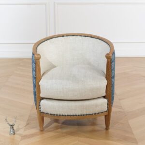 Eichenholz- und Stoffstuhl Leinen 64x70x63cm Holz Beige Robin des Bois Sofas und Sessel Sessel, Poufs und Fußbänke Sessel