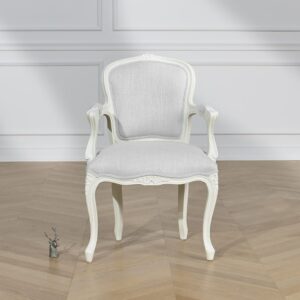 Massivholz-Tischstuhl mit feuerfestem Leinen Beige 60x95x62cm Holz Beige Robin des Bois Sofas und Sessel Sessel, Poufs und Fußbänke Sessel