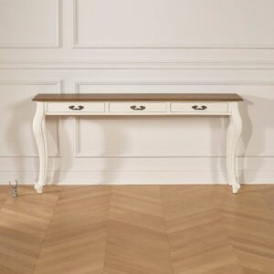 wohnli-moebel-suche-M25069283-1 Konsole mit 3 Schubladen und Eichenplatte weiß 175x80x33cm Holz Weiß Robin des Bois Möbel Wohnzimmermöbel Konsolentische