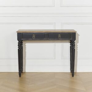 wohnli-moebel-suche-M25069285-1 Konsole mit 2 Schubladen und Eichenplatte schwarz 100x78x35cm Holz Weiß Robin des Bois Möbel Wohnzimmermöbel Konsolentische