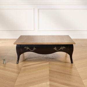 wohnli-moebel-suche-M25069478-1 Quadratischer Couchtisch mit 1 Schublade aus Eiche schwarz 100x35x100cm Holz Schwarz Robin des Bois Möbel Wohnzimmermöbel Couchtische