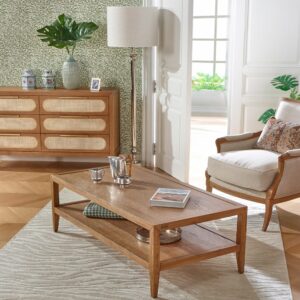 wohnli-moebel-suche-M25069479-1 Doppeldeckiger Couchtisch aus Eiche Braun 140x45x70cm Holz Braun Robin des Bois Möbel Wohnzimmermöbel Couchtische