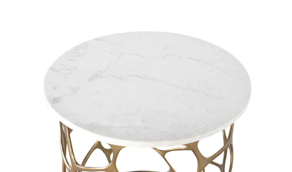 Handgefertigter Couchtisch aus Marmor und Aluminium. 50x55x50cm Marmor Weiß GINER Y COLOMER Möbel Wohnzimmermöbel Couchtische