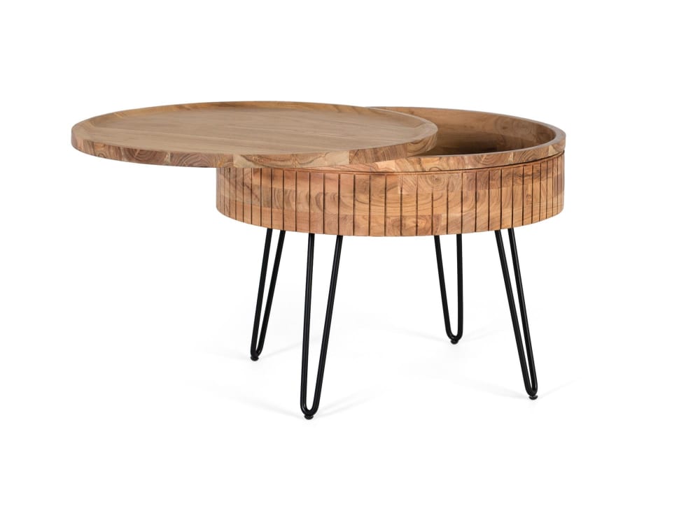 wohnli-moebel-suche-M25069500-1 Couchtisch aus Mangoholz mit Eisenfuß handgefertigt. 70x51x70cm Holz Braun GINER Y COLOMER Möbel Wohnzimmermöbel Couchtische