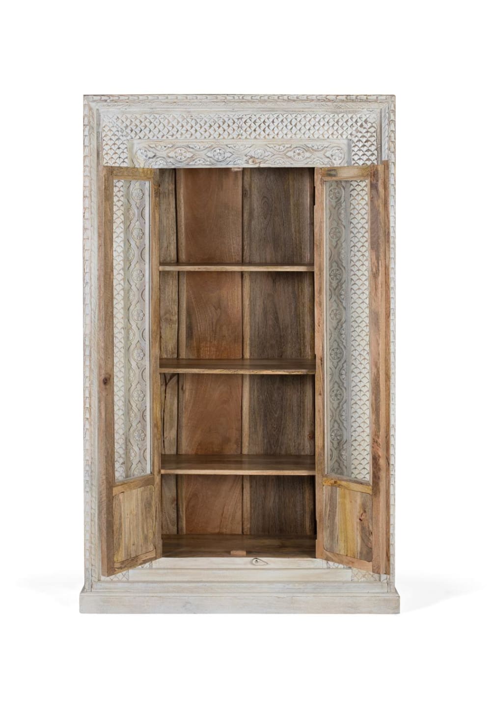2-türiger Kleiderschrank aus Mangoholz. 110x180x40cm Holz Weiß GINER Y COLOMER Möbel Schlafzimmermöbel Schränke