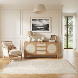 wohnli-moebel-suche-M25069873-1 Buffet mit 2 Türen und 3 Schubladen aus Eiche und Geflecht Braun 175x87x48cm Holz Braun Robin des Bois Möbel Esszimmermöbel Sideboards, Highboards & niedrige Anrichten