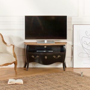 TV-Möbel mit 1 Schublade und Eichenplatte Schwarz 100x61x41cm Holz Schwarz Robin des Bois Möbel Wohnzimmermöbel TV-Möbel