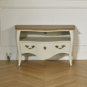 wohnli-moebel-suche-M25069882-1 TV-Möbel mit 1 Schublade und Eichenplatte Weiß 100x61x41cm Holz Schwarz Robin des Bois Möbel Wohnzimmermöbel TV-Möbel