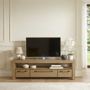 TV-Möbel mit Schubladen aus Massivholz im modernen Stil Braun 154x52x42cm Holz Braun Robin des Bois Möbel Wohnzimmermöbel TV-Möbel