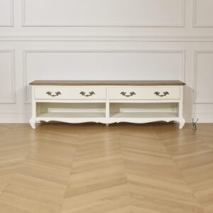 wohnli-moebel-suche-M25069884-1 TV-Möbel mit Eichenplatte Weiß 180x53x50cm Holz Schwarz Robin des Bois Möbel Wohnzimmermöbel TV-Möbel