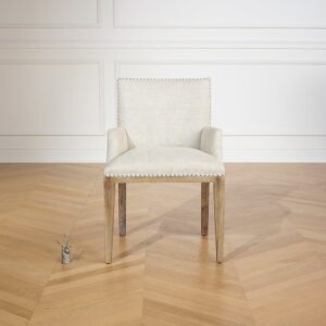 wohnli-moebel-suche-M25069890-1 Zeitgenössischer Tischstuhl aus Hevea und Leinen Beige 56x85x57cm Holz Beige Robin des Bois Möbel Esszimmermöbel Stühle