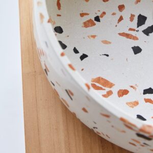 Rundes Waschbecken aus Premium-Terrazzo Brown 40x14x40cm Marmor Braun Tikamoon Möbel Badezimmermöbel Waschtische