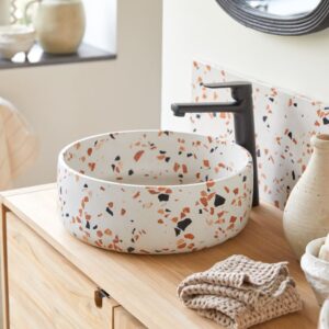 wohnli-moebel-suche-M25070195 Wohnli Möbelsuche - Rundes Waschbecken aus Premium-Terrazzo Brown ∅ 40 cm
