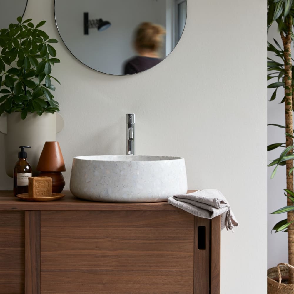 wohnli-moebel-suche-M25070196 Wohnli Möbelsuche - Rundes Waschbecken aus Premium-Terrazzo Moon ∅ 40 cm