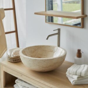 wohnli-moebel-suche-M25070200-1 Waschbecken aus Marmor cream ∅ 40 cm 40x15x40cm Marmor Beige Tikamoon Möbel Badezimmermöbel Waschtische