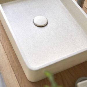 Waschbecken aus cremefarbenem Terrazzo 51x10x33cm Marmor Beige Tikamoon Möbel Badezimmermöbel Waschtische