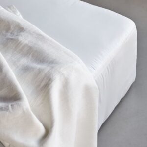 100x43x100cm Leinen Weiß Tikamoon Sofas und Sessel Sessel, Poufs und Fußbänke Fußbänke