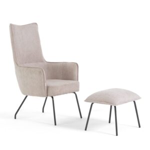 Wohnli Möbelsuche - Lesesessel mit Fußhocker aus Stoff beige