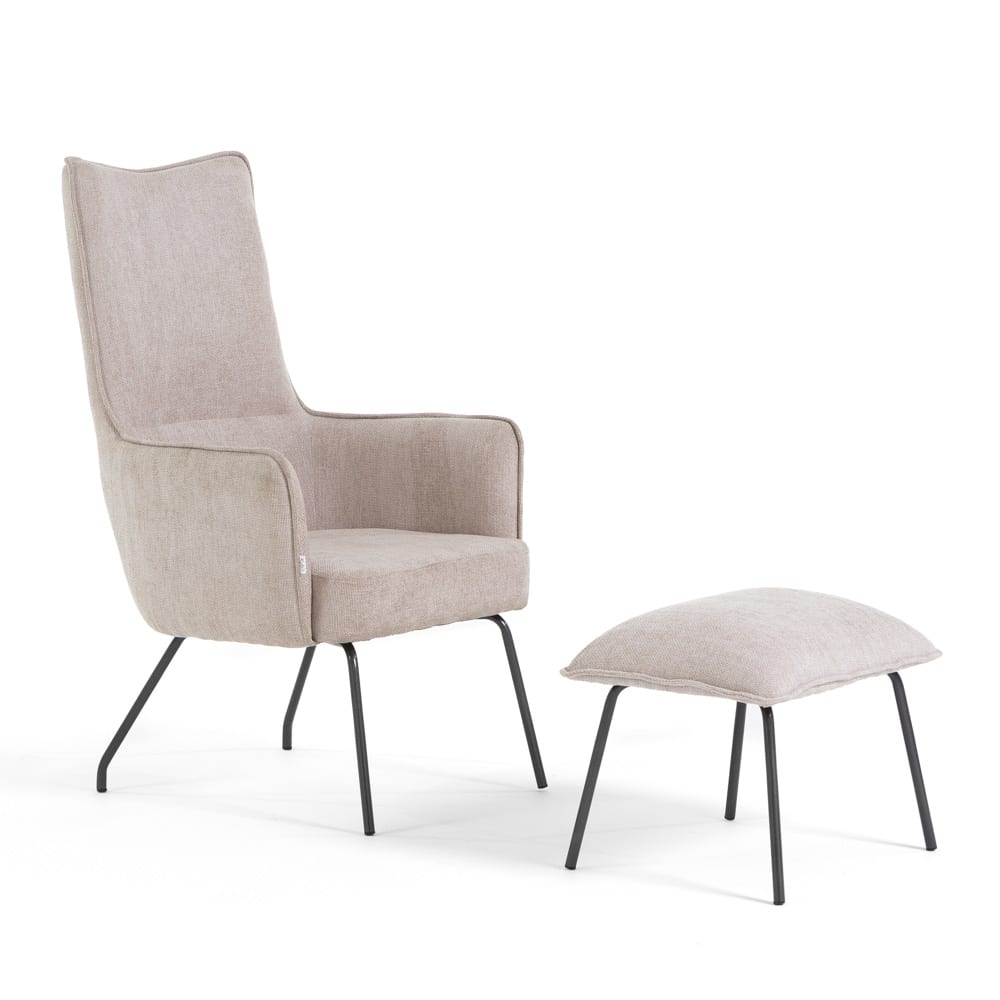 Wohnli Möbelsuche - Lesesessel mit Fußhocker aus Stoff beige