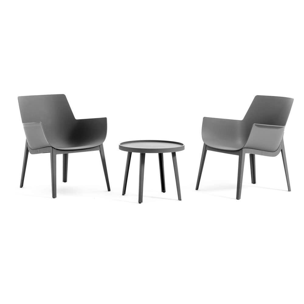 wohnli-moebel-suche-M25071260 Wohnli Möbelsuche - Outdoor-Set 2 Sessel und Tisch aus Polypropylen dunkelgrau