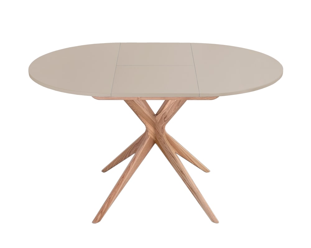 Runder Ausziehbarer Esstisch 90cm in der Mitte der Tabelle einfügen 90x75x90cm Holz Beige Ragaba Möbel Esszimmermöbel Esstische