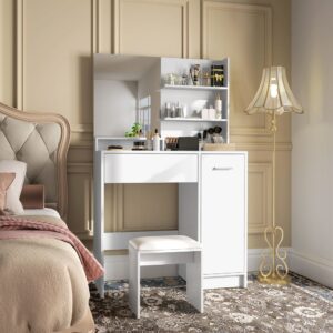 Hocker & 4 Schubladenregale