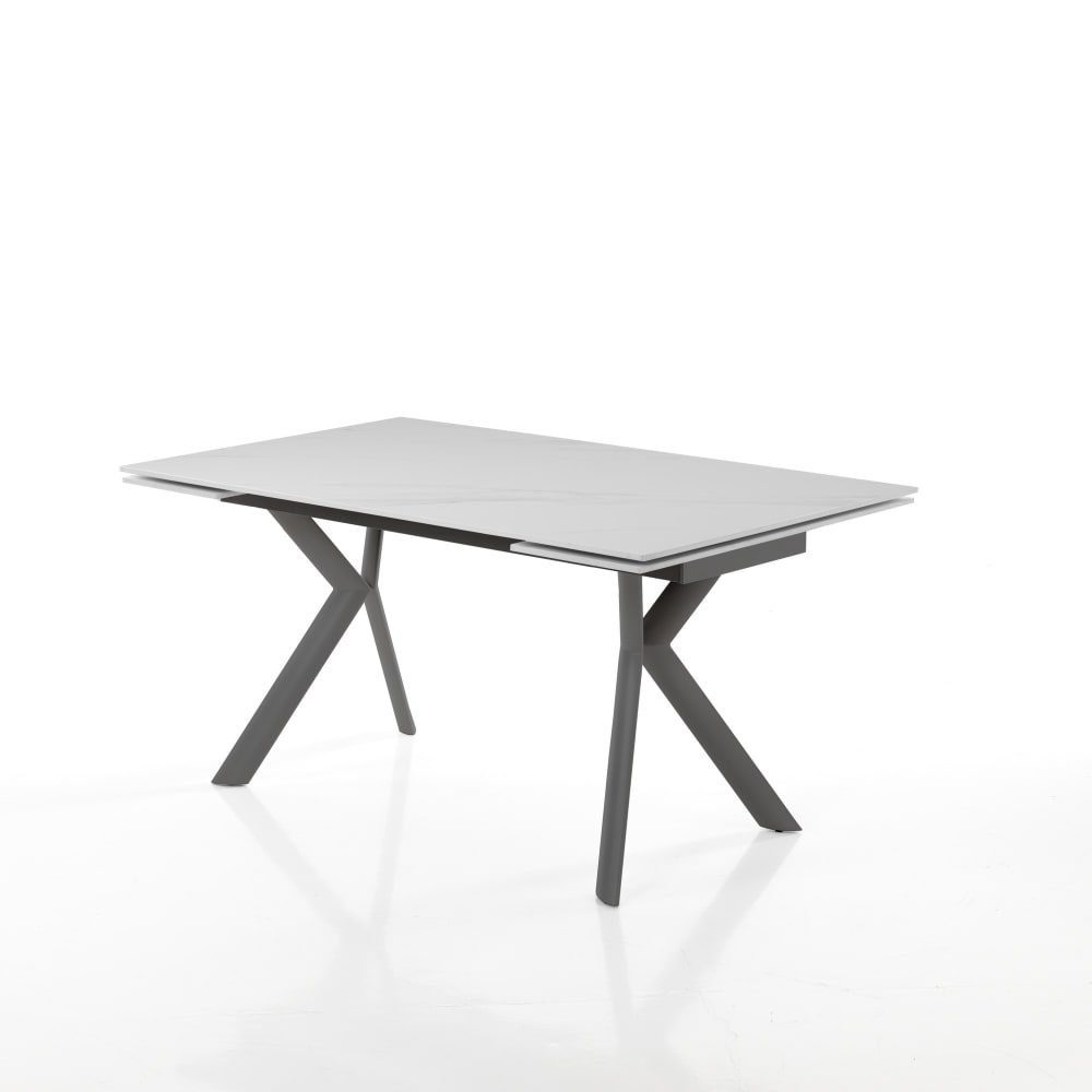 wohnli-moebel-suche-M25073802 Wohnli Möbelsuche - Ausziehbarer weißer Marmorkeramiktisch 140-200 cm
