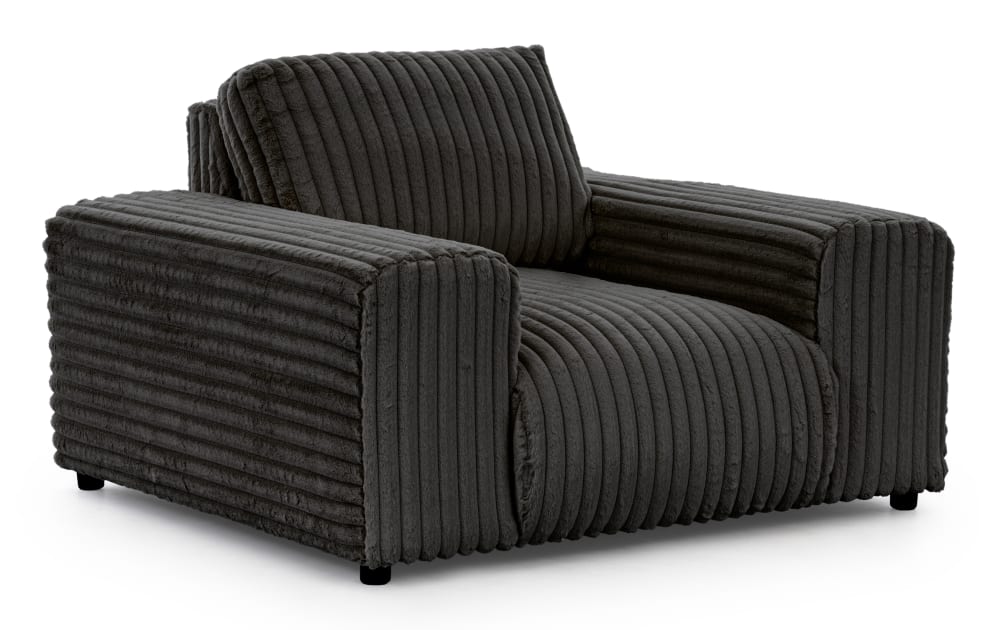 Wohnli Möbelsuche - Sessel aus Dunkelgrau Plüschcord mit schöner Sitzkomfort