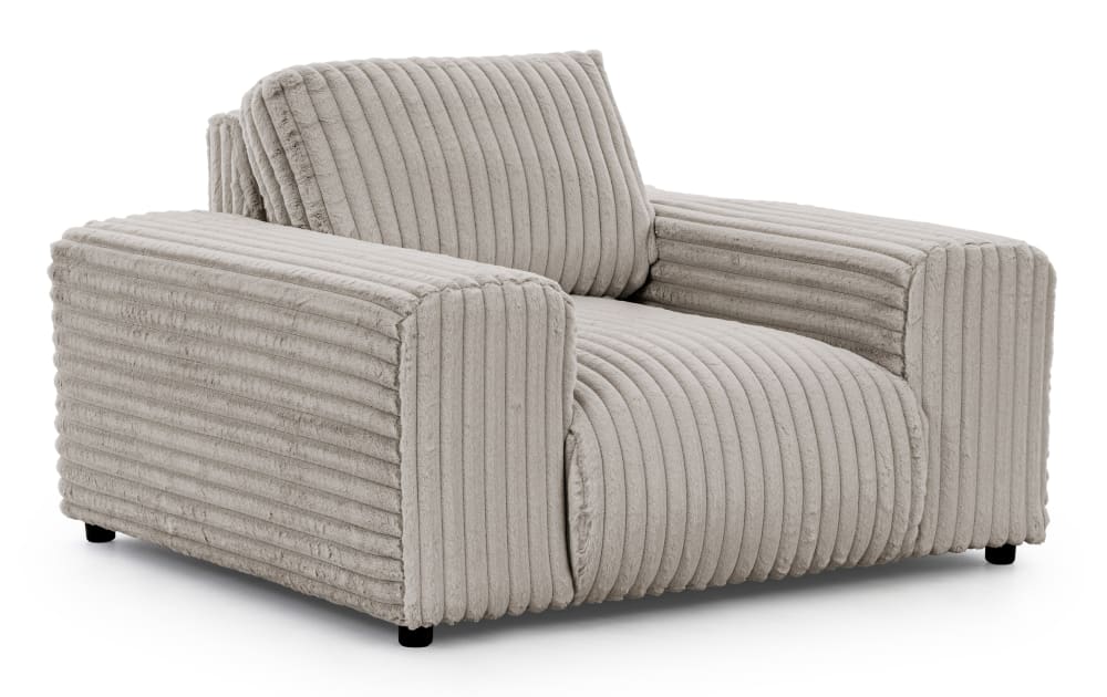 Wohnli Möbelsuche - Sessel aus Hellgrau Plüschcord mit schöner Sitzkomfort