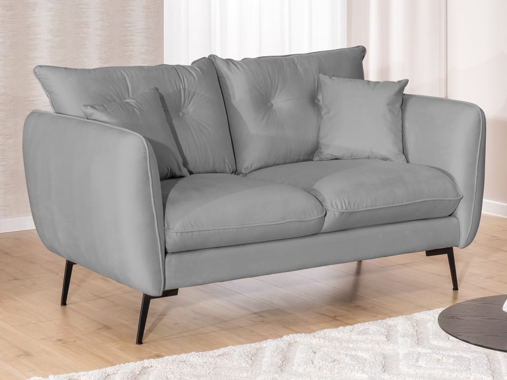 Modernes Sofa 2-Sitzer aus Hellgrau Samt-Stoff 100x86x174cm Stoff Grau S-Style Sofas und Sessel Sofas 2-Sitzer-Sofas & 3-Sitzer-Sofas