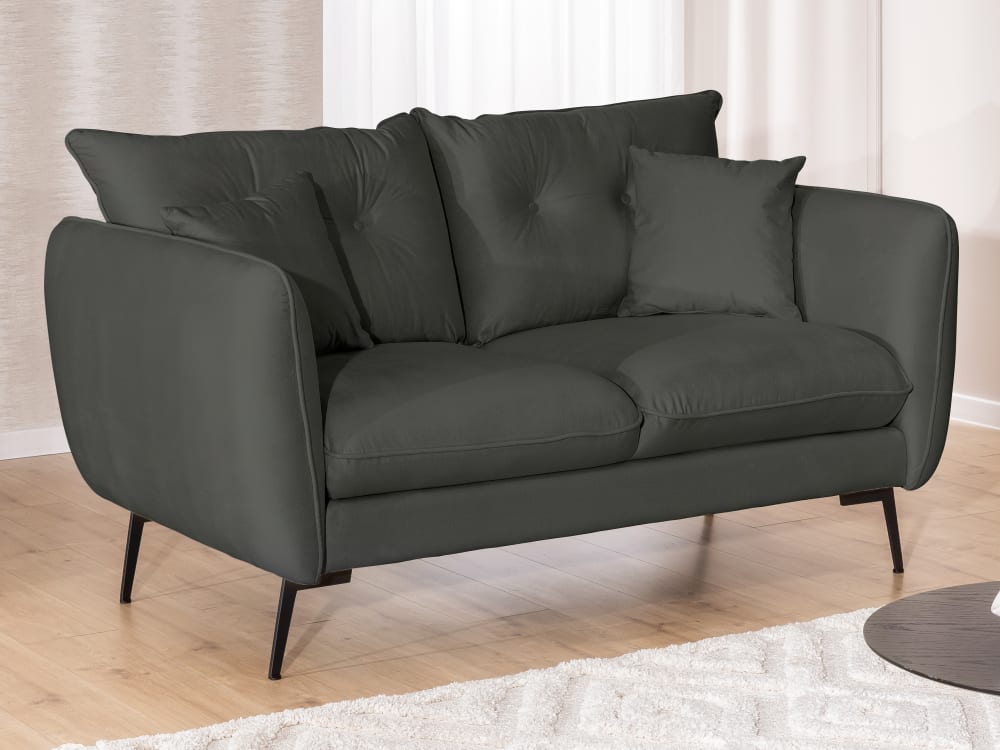 Modernes Sofa 2-Sitzer aus Dunkelgrau Samt-Stoff 100x86x174cm Stoff Grau S-Style Sofas und Sessel Sofas 2-Sitzer-Sofas & 3-Sitzer-Sofas