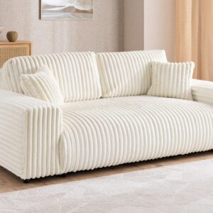 wohnli-moebel-suche-M25073863-1 Sofa 2 Sitzer aus Plüschcord mit schöner Sitzkomfort 178x79x73cm Stoff Beige S-Style Sofas und Sessel Sofas 2-Sitzer-Sofas & 3-Sitzer-Sofas