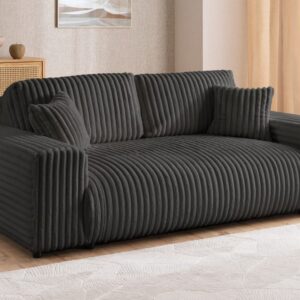 Sofa 2 Sitzer aus Plüschcord mit schöner Sitzkomfort 178x79x73cm Stoff Grau S-Style Sofas und Sessel Sofas 2-Sitzer-Sofas & 3-Sitzer-Sofas