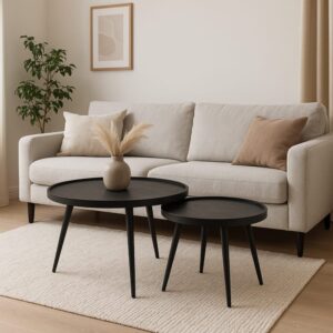 76x44x76cm Holz Schwarz Benoa Möbel Wohnzimmermöbel Couchtische