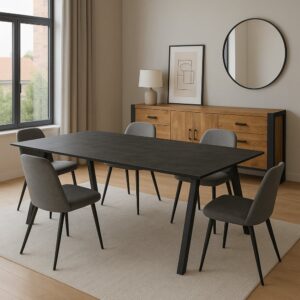 80x76x140cm Holz Schwarz Benoa Möbel Esszimmermöbel Esstische