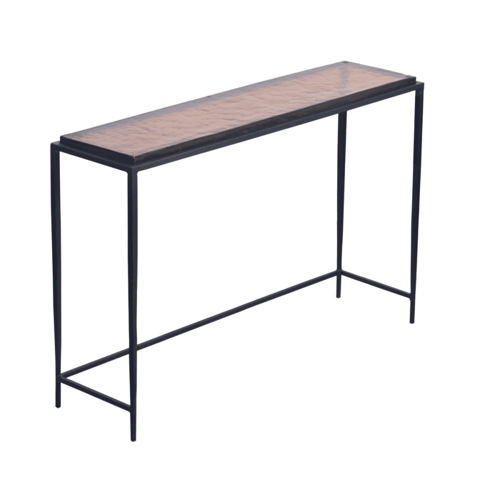 Wohnli Möbelsuche - Große Konsole aus Rauchglas und schwarzem Metall L110 cm