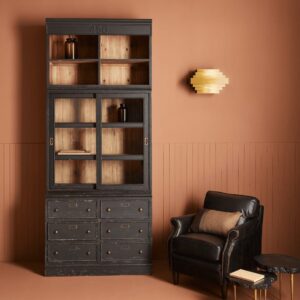 wohnli-moebel-suche-M25074649-1 Bücherregal aus Massivkiefer H240 cm 100x240x45cm Holz Schwarz Signature Möbel Wohnzimmermöbel Bücherregale
