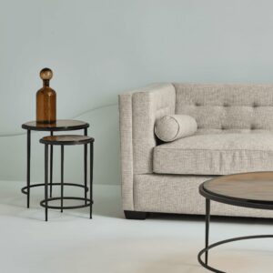 wohnli-moebel-suche-M25074805-1 Beistelltische im Set aus Rauchglas und schwarzem Metall L44 cm 44x53x44cm Metall Schwarz Signature Möbel Wohnzimmermöbel Couchtische