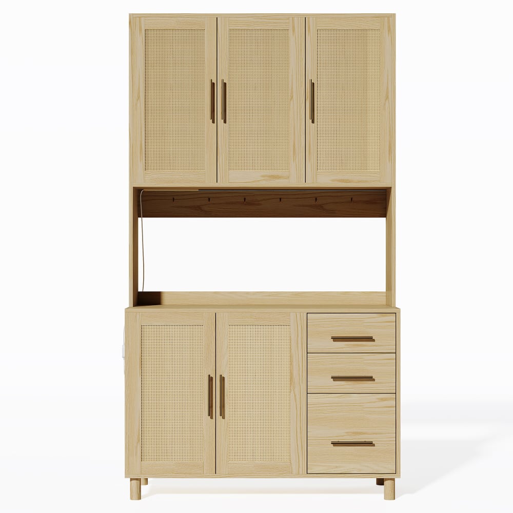 wohnli-moebel-suche-M25074827 Wohnli Möbelsuche - Hohe Vitrine in Holz- und Rattanoptik