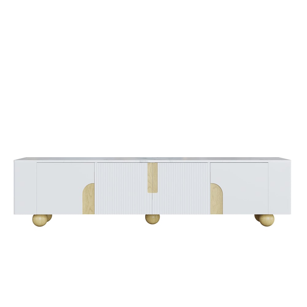 wohnli-moebel-suche-M25074834 Wohnli Möbelsuche - TV-Schrank in weißer Marmor- und Holzoptik mit geriffelten Türen