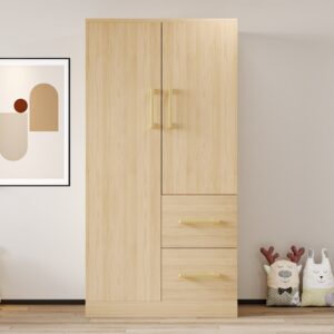 Aufbewahrungsschrank aus Holz mit Türen und Schubladen 70x135x40cm Spanplatte Beige Urban Meuble Möbel Schlafzimmermöbel Kleiderschränke